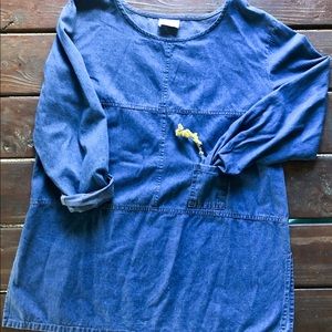 Vintage Women’s Denim Tunic, Pocket and Scoop Neck